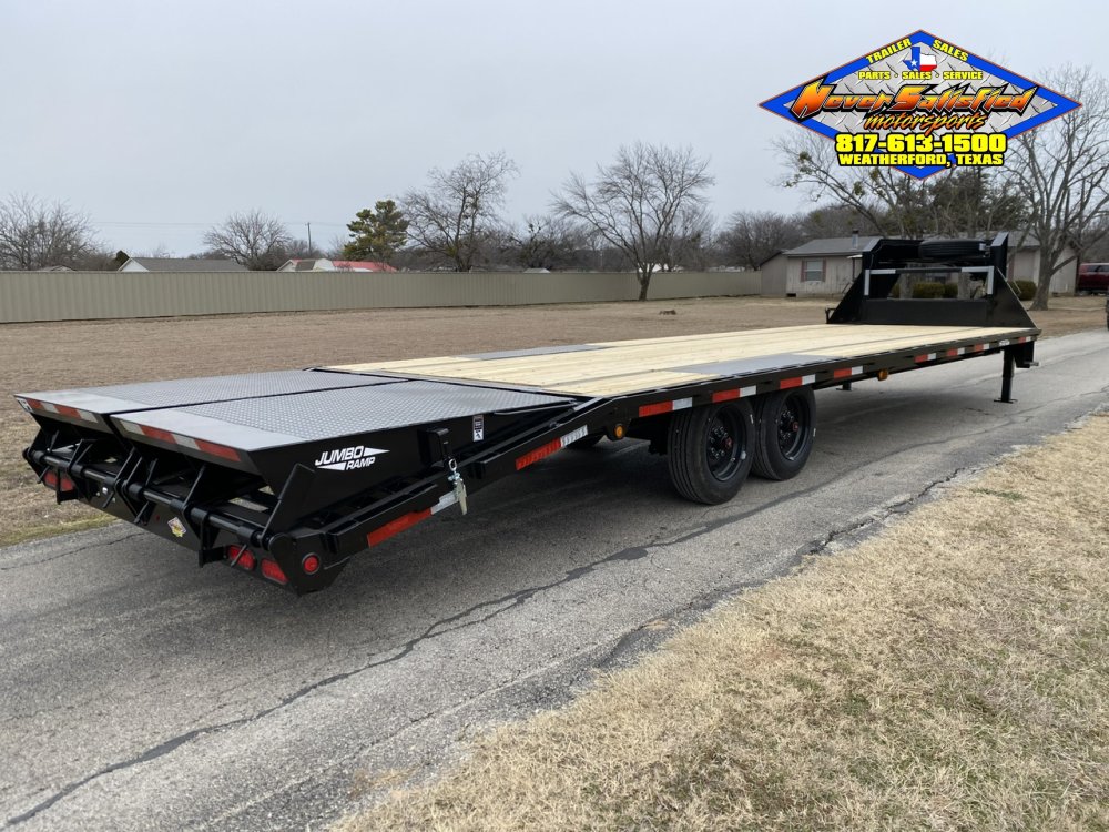 2026 TOP HAT 102" X 25' + 5' GOOSENECK LOW PRO FLATBED WITH JUMBO RAMPS AND SPARE 17.5K-GVWR 10850#P