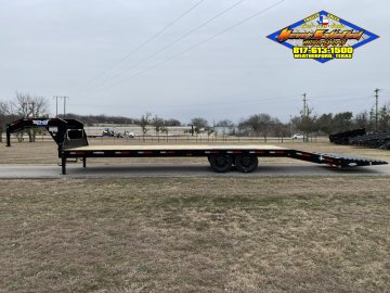 2026 TOP HAT 102" X 25' + 5' GOOSENECK LOW PRO FLATBED WITH JUMBO RAMPS AND SPARE 17.5K-GVWR 10850#P