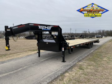 2026 TOP HAT 102" X 25' + 5' GOOSENECK LOW PRO FLATBED WITH JUMBO RAMPS AND SPARE 17.5K-GVWR 10850#P