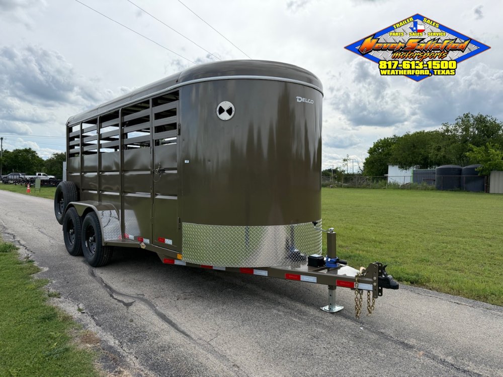 2027 DELCO 6' X 16' BUMPER PULL STOCK TRAILER WESTERN BEIGE 12,000 GVWR