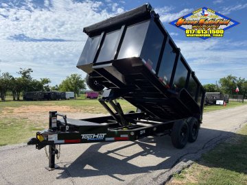 2026 TOP HAT 83" X 14' LOW PROFILE DUMP TRAILER 4' SIDEWALLS WITH TARP, RAMPS AND SPARE 14,000 GVWR