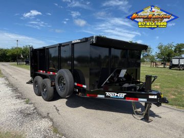 2026 TOP HAT 83" X 14' LOW PROFILE DUMP TRAILER 4' SIDEWALLS WITH TARP, RAMPS AND SPARE 14,000 GVWR