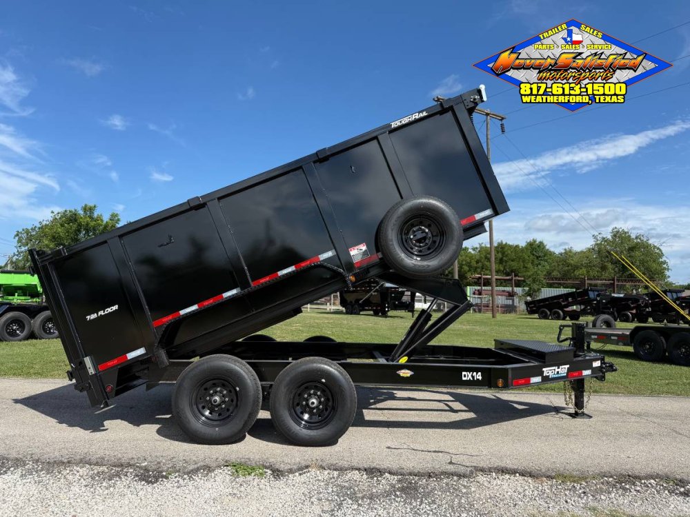 2026 TOP HAT 83" X 14' LOW PROFILE DUMP TRAILER 4' SIDEWALLS WITH TARP, RAMPS AND SPARE 14,000 GVWR
