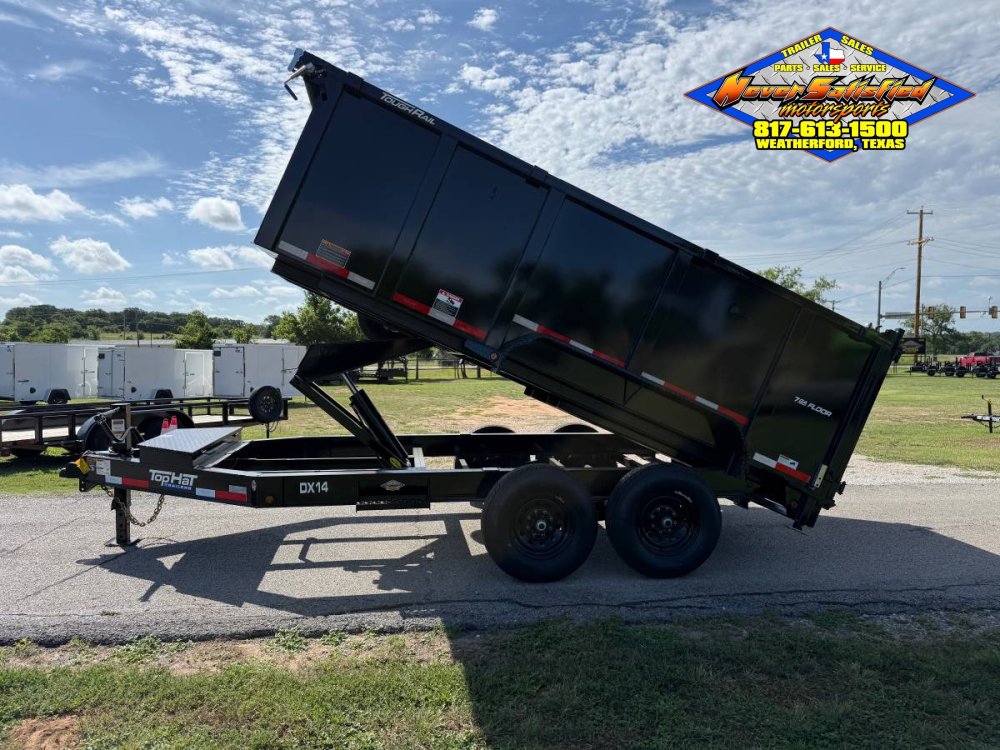 2026 TOP HAT 83" X 14' LOW PROFILE DUMP TRAILER 4' SIDEWALLS WITH TARP, RAMPS AND SPARE 14,000 GVWR