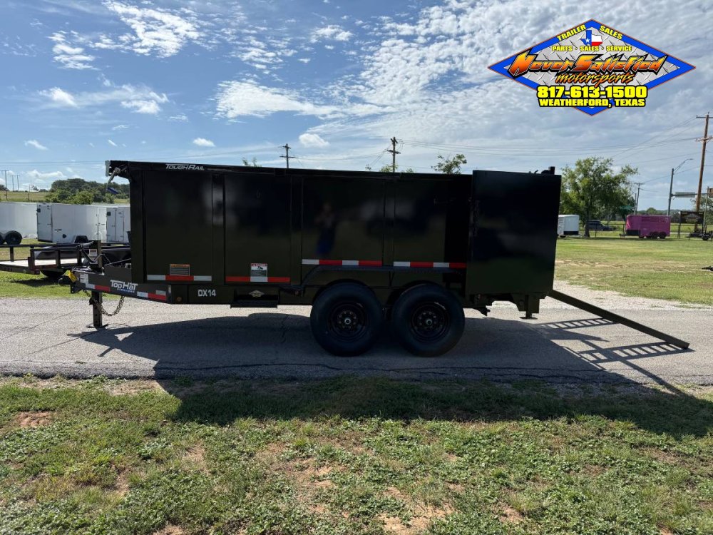 2026 TOP HAT 83" X 14' LOW PROFILE DUMP TRAILER 4' SIDEWALLS WITH TARP, RAMPS AND SPARE 14,000 GVWR
