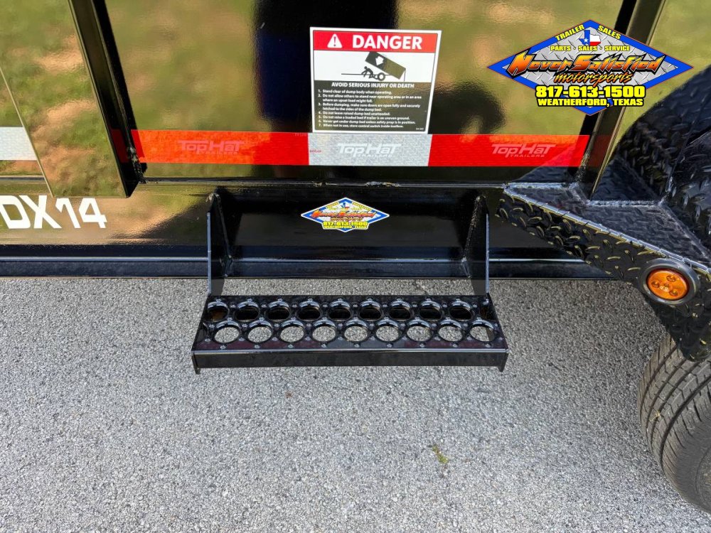 2026 TOP HAT 83" X 14' LOW PROFILE DUMP TRAILER 4' SIDEWALLS WITH TARP, RAMPS AND SPARE 14,000 GVWR