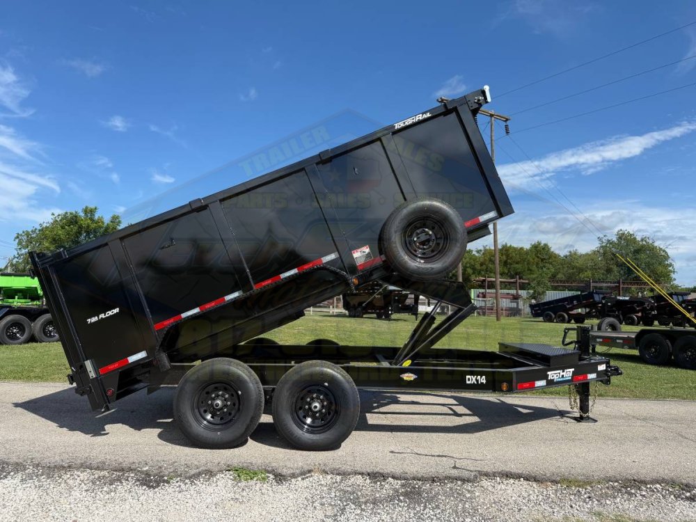 2026 TOP HAT 83" X 14' LOW PROFILE DUMP TRAILER 4' SIDEWALLS WITH TARP, RAMPS AND SPARE 14,000 GVWR