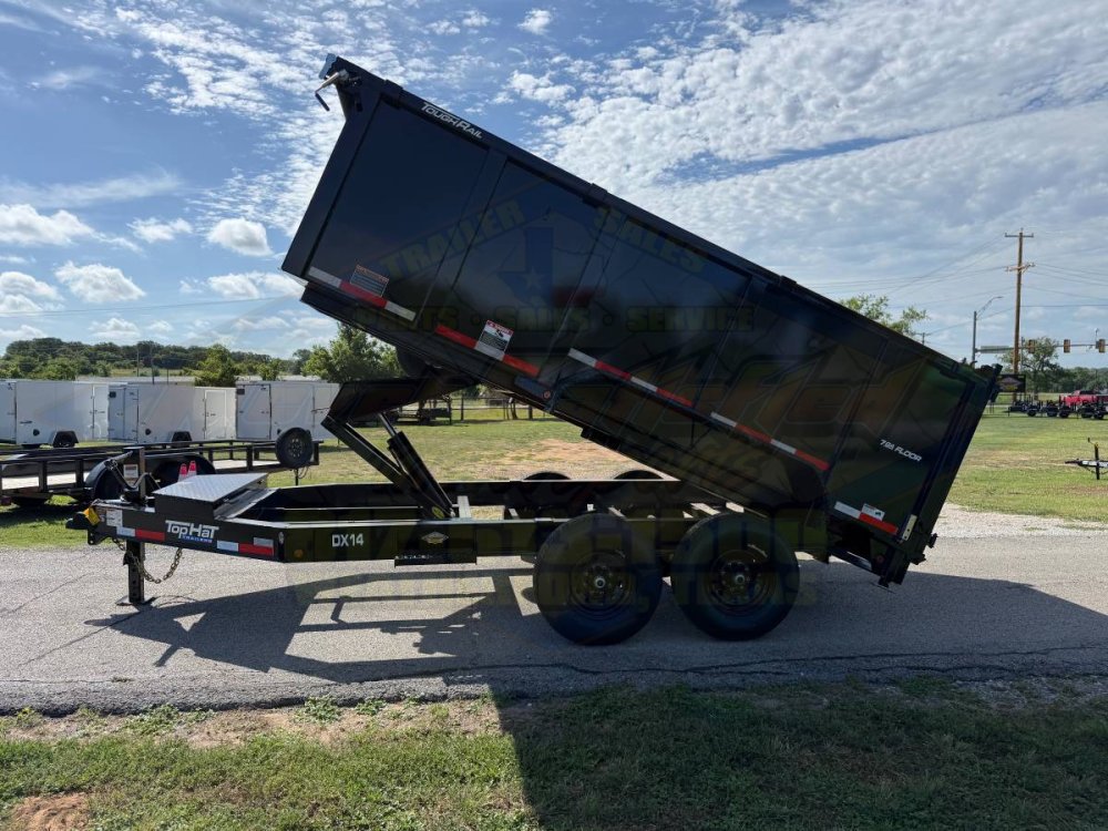 2026 TOP HAT 83" X 14' LOW PROFILE DUMP TRAILER 4' SIDEWALLS WITH TARP, RAMPS AND SPARE 14,000 GVWR
