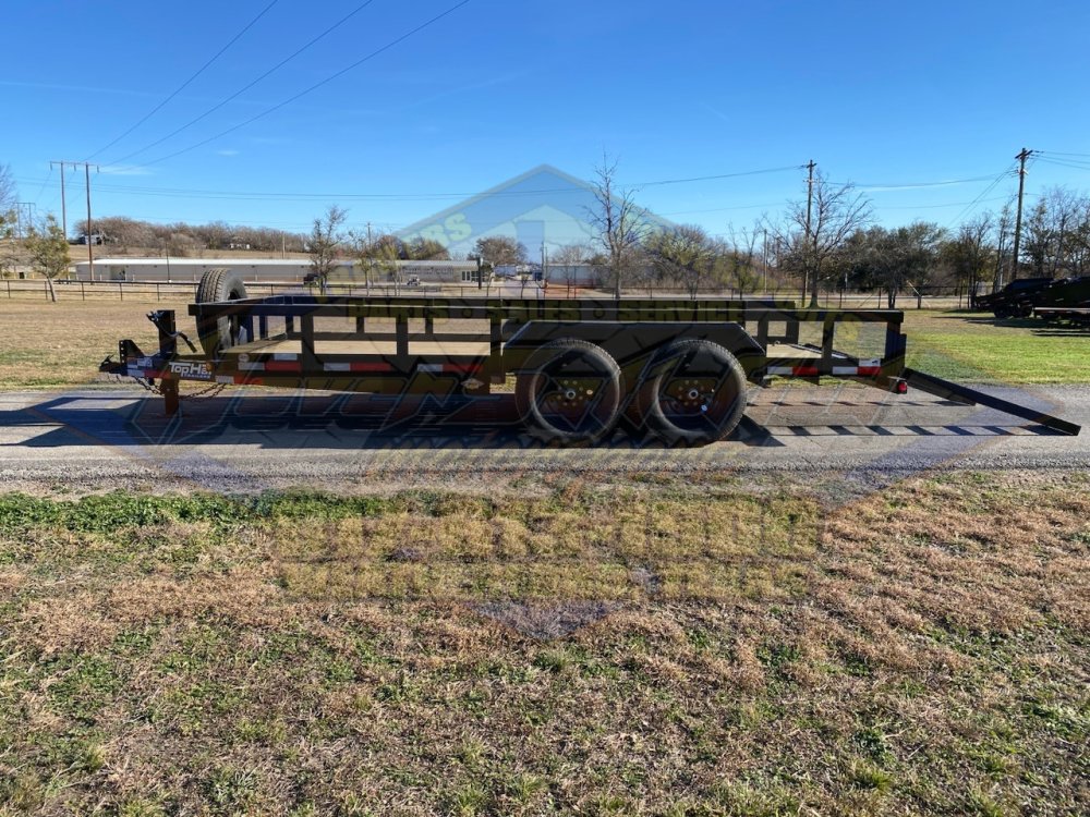 2026 TOP HAT 83" X 16' HD SQUARE TOP UTILITY TRAILER W/ SLIDE OUT RAMPS, SPARE 14,000 GVWR