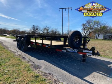 2026 TOP HAT 83" X 16' HD SQUARE TOP UTILITY TRAILER W/ SLIDE OUT RAMPS, SPARE 14,000 GVWR