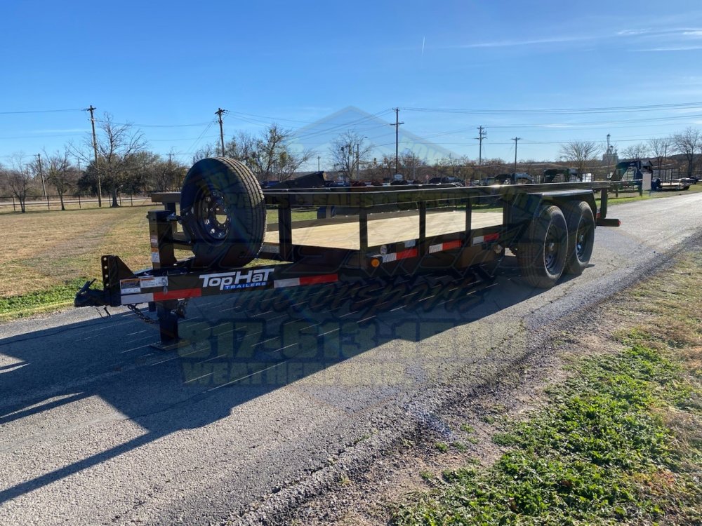 2026 TOP HAT 83" X 16' HD SQUARE TOP UTILITY TRAILER W/ SLIDE OUT RAMPS, SPARE 14,000 GVWR