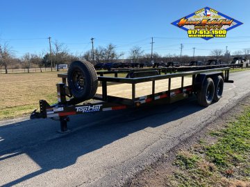 2026 TOP HAT 83" X 18' HD SQUARE TOP UTILITY TRAILER W/ SLIDE OUT RAMPS, SPARE 14,000 GVWR