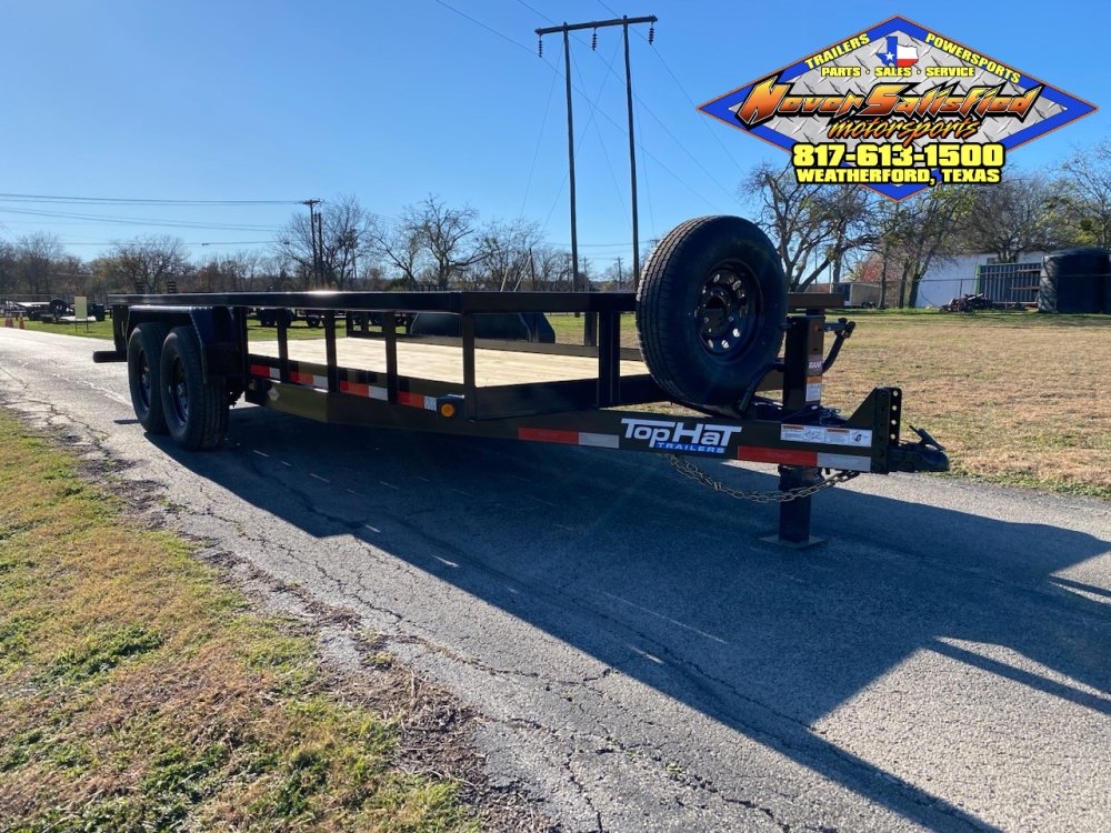 2026 TOP HAT 83" X 18' HD SQUARE TOP UTILITY TRAILER W/ SLIDE OUT RAMPS, SPARE 14,000 GVWR