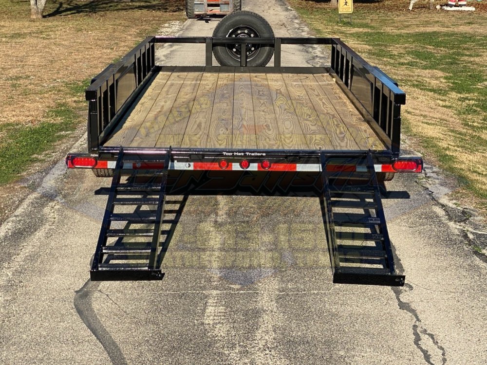 2026 TOP HAT 83" X 18' HD SQUARE TOP UTILITY TRAILER W/ SLIDE OUT RAMPS, SPARE 14,000 GVWR