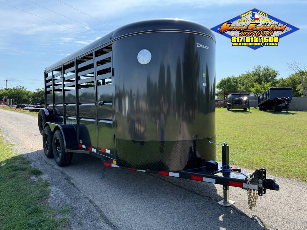 2027 DELCO 6' X 16' BUMPER PULL STOCK TRAILER FIGHTER JET GRAY 12,000 GVWR WITH SPARE