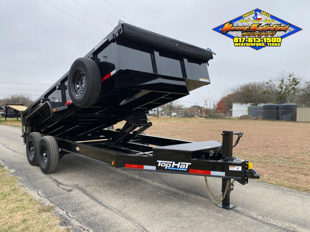 2026 TOP HAT 83" X 16' LOW PROFILE DUMP TRAILER WITH TARP, RAMPS AND SPARE 14,000 GVWR