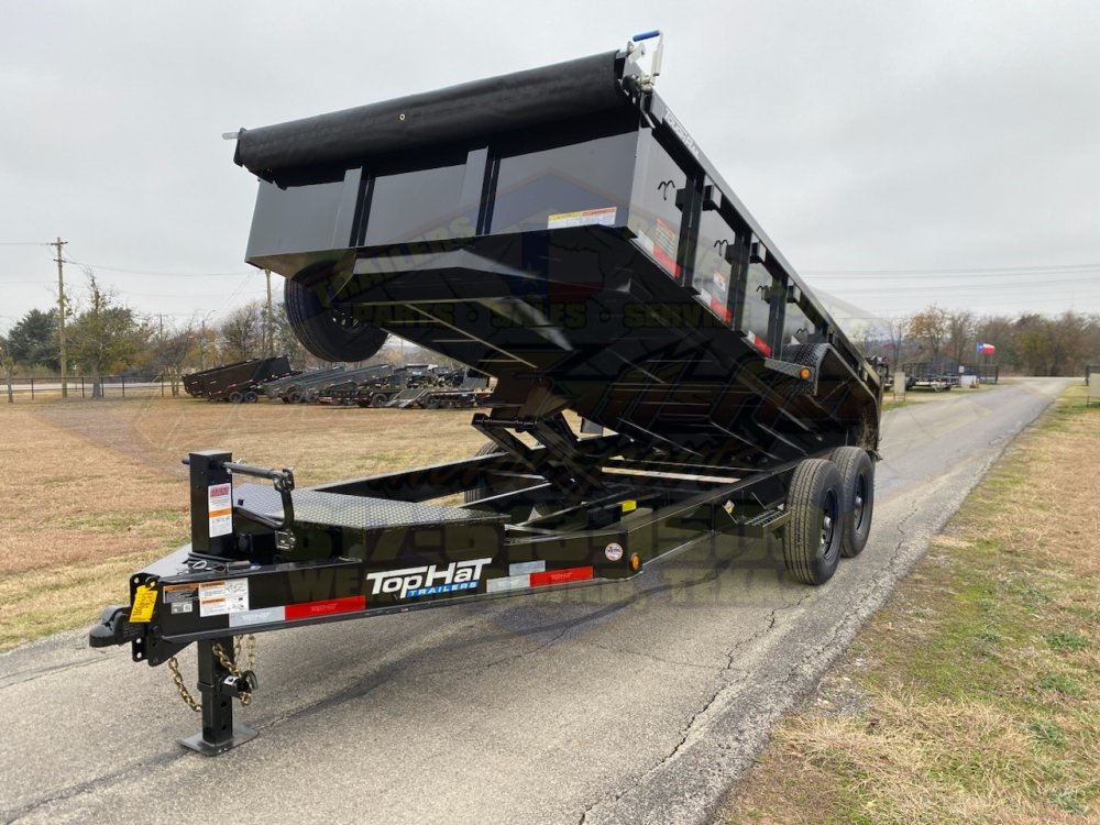 2026 TOP HAT 83" X 16' LOW PROFILE DUMP TRAILER WITH TARP, RAMPS AND SPARE 14,000 GVWR