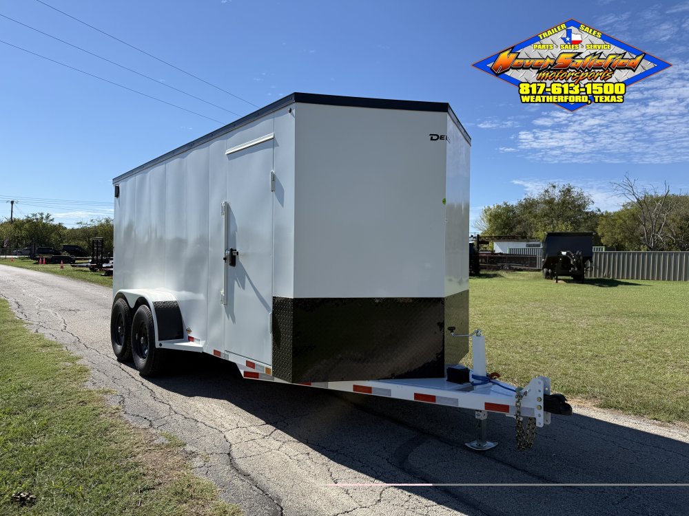 2027 DELCO 6'8" X 16' ALL STEEL CARGO TRAILER WITH SIDE DOOR, RAMP DOOR AND SPARE 12,000 GVWR