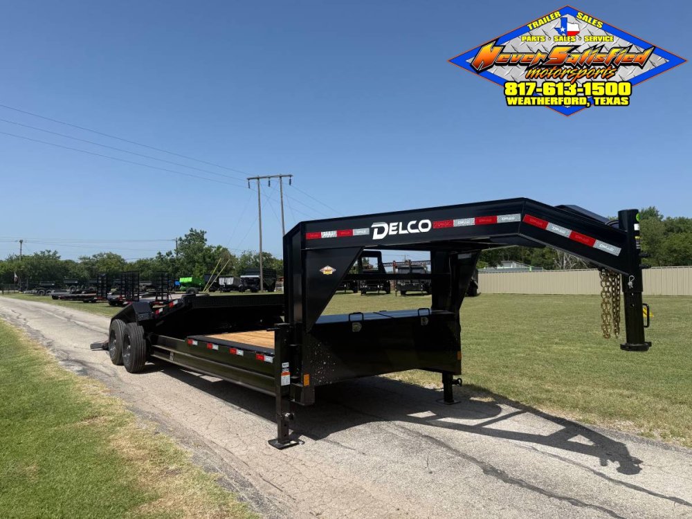 2027 DELCO 102" X 24' GOOSENECK TILT TRAILER DRIVE OVER FENDERS WITH SPARE 16,000#GVWR 9466#PLC