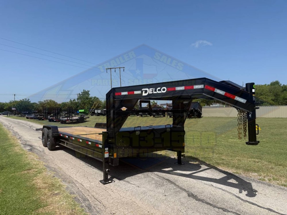 2027 DELCO 102" X 24' GOOSENECK TILT TRAILER DRIVE OVER FENDERS WITH SPARE 16,000#GVWR 9466#PLC