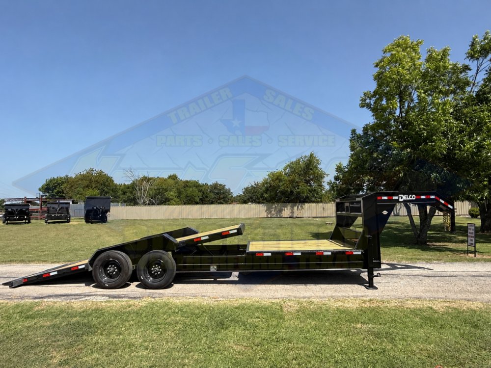 2027 DELCO 102" X 24' GOOSENECK TILT TRAILER DRIVE OVER FENDERS WITH SPARE 16,000#GVWR 9466#PLC