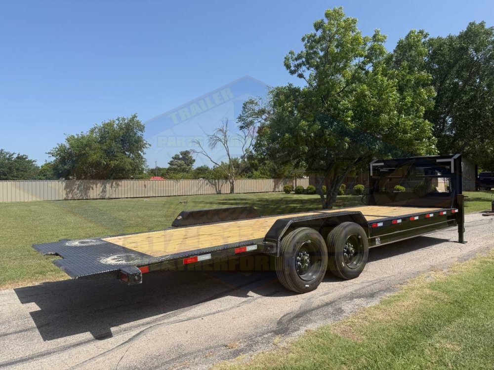 2027 DELCO 102" X 24' GOOSENECK TILT TRAILER DRIVE OVER FENDERS WITH SPARE 16,000#GVWR 9466#PLC