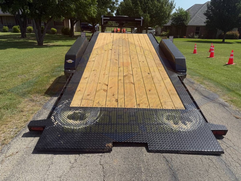 2027 DELCO 102" X 24' GOOSENECK TILT TRAILER DRIVE OVER FENDERS WITH SPARE 16,000#GVWR 9466#PLC
