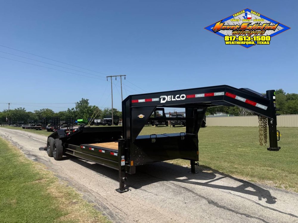 2027 DELCO 102" X 24' GOOSENECK TILT TRAILER DRIVE OVER FENDERS WITH SPARE 16,000#GVWR 9466#PLC