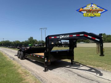2027 DELCO 102" X 24' GOOSENECK TILT TRAILER DRIVE OVER FENDERS WITH SPARE 16,000#GVWR 9466#PLC