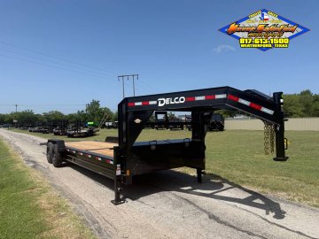 2027 DELCO 102" X 24' GOOSENECK TILT TRAILER DRIVE OVER FENDERS WITH SPARE 16,000#GVWR 9466#PLC