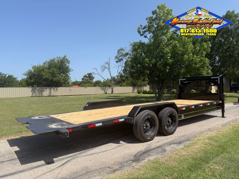 2027 DELCO 102" X 24' GOOSENECK TILT TRAILER DRIVE OVER FENDERS WITH SPARE 16,000#GVWR 9466#PLC