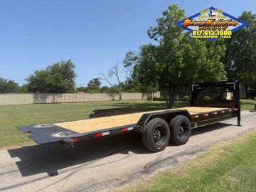 2027 DELCO 102" X 24' GOOSENECK TILT TRAILER DRIVE OVER FENDERS WITH SPARE 16,000#GVWR 9466#PLC