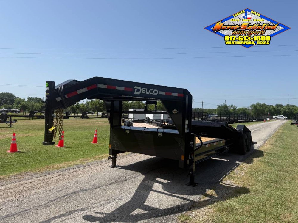 2027 DELCO 102" X 24' GOOSENECK TILT TRAILER DRIVE OVER FENDERS WITH SPARE 16,000#GVWR 9466#PLC