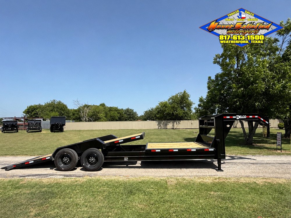 2027 DELCO 102" X 24' GOOSENECK TILT TRAILER DRIVE OVER FENDERS WITH SPARE 16,000#GVWR 9466#PLC