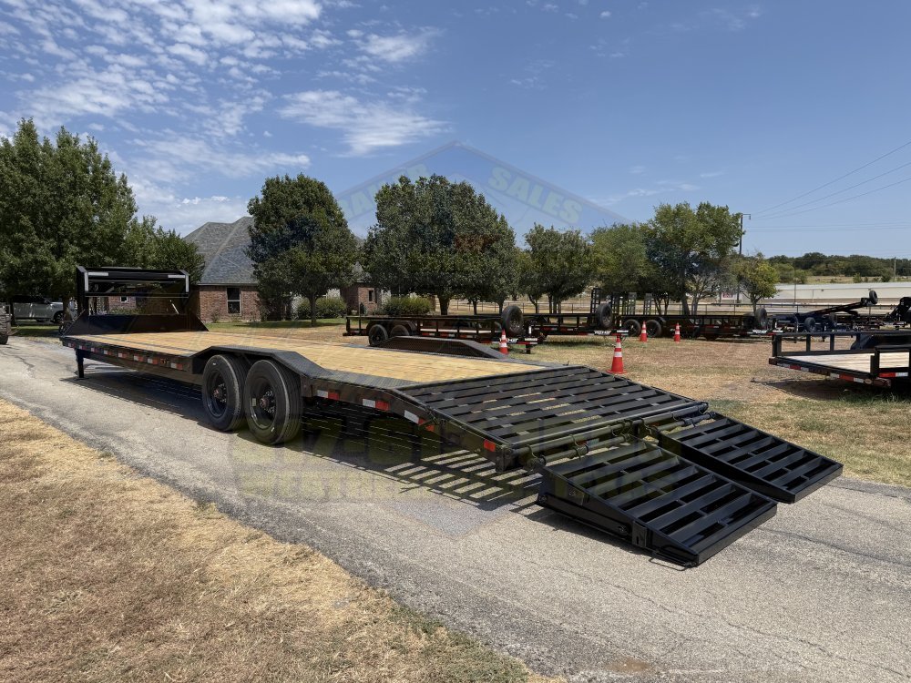 2027 DELCO 102" X 28' + 4' GOOSENECK CAR HAULER WITH MONSTER RAMPS AND SPARE 20K-GVWR 13070#PLC