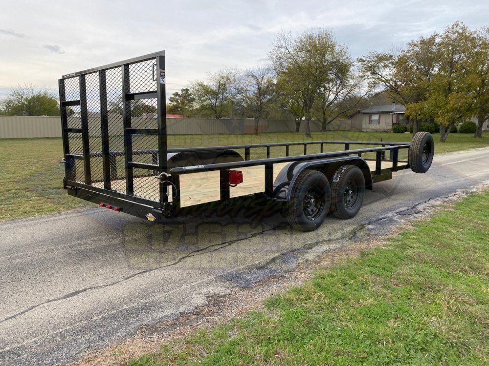 2026 TOP HAT 83" X 18' PIPE TOP UTILITY TRAILER WITH 4' SPRING ASSIST RAMP GATE, SPARE TIRE 7,000 GV