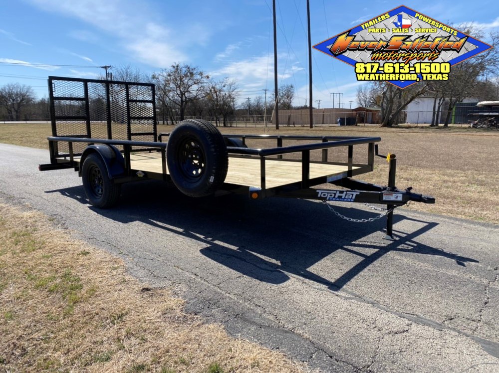 2026 TOP HAT 77" X 14' SINGLE AXLE PIPE TOP UTILITY TRAILER W/ 4' SPRING ASSIST RAMP GATE, SPARE 2,9
