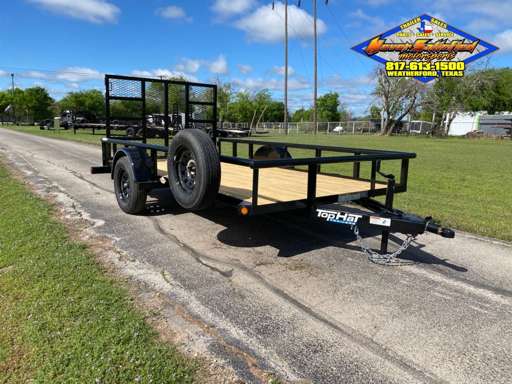 2027 TOP HAT 77" X 12' SINGLE AXLE PIPE TOP UTILITY TRAILER W/ 4' SPRING ASSIST RAMP GATE, SPARE 2,9