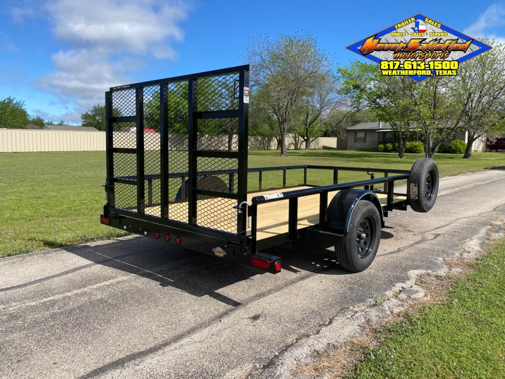 2027 TOP HAT 77" X 12' SINGLE AXLE PIPE TOP UTILITY TRAILER W/ 4' SPRING ASSIST RAMP GATE, SPARE 2,9
