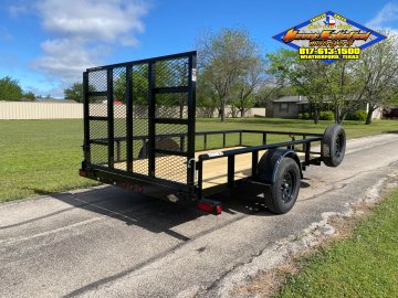 2027 TOP HAT 77" X 12' SINGLE AXLE PIPE TOP UTILITY TRAILER W/ 4' SPRING ASSIST RAMP GATE, SPARE 2,9