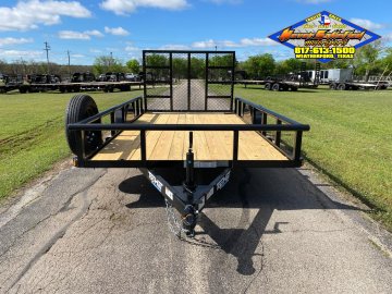 2027 TOP HAT 77" X 12' SINGLE AXLE PIPE TOP UTILITY TRAILER W/ 4' SPRING ASSIST RAMP GATE, SPARE 2,9