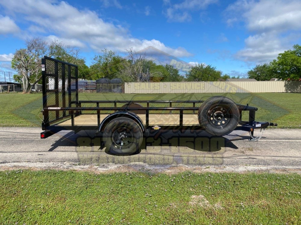2027 TOP HAT 77" X 12' SINGLE AXLE PIPE TOP UTILITY TRAILER W/ 4' SPRING ASSIST RAMP GATE, SPARE 2,9