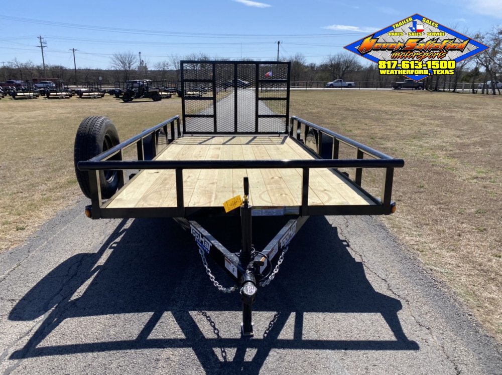 2027 TOP HAT 77" X 14' SINGLE AXLE PIPE TOP UTILITY TRAILER W/ 4' SPRING ASSIST RAMP GATE, SPARE 2,9