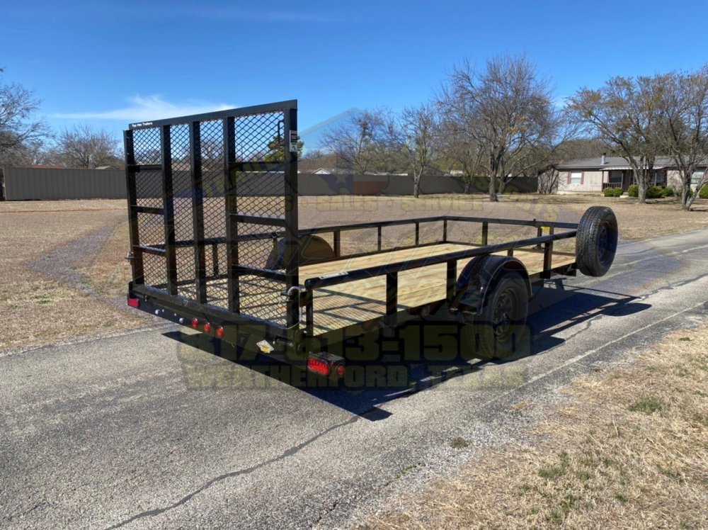 2027 TOP HAT 77" X 14' SINGLE AXLE PIPE TOP UTILITY TRAILER W/ 4' SPRING ASSIST RAMP GATE, SPARE 2,9