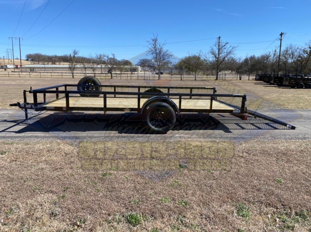 2027 TOP HAT 77" X 14' SINGLE AXLE PIPE TOP UTILITY TRAILER W/ 4' SPRING ASSIST RAMP GATE, SPARE 2,9