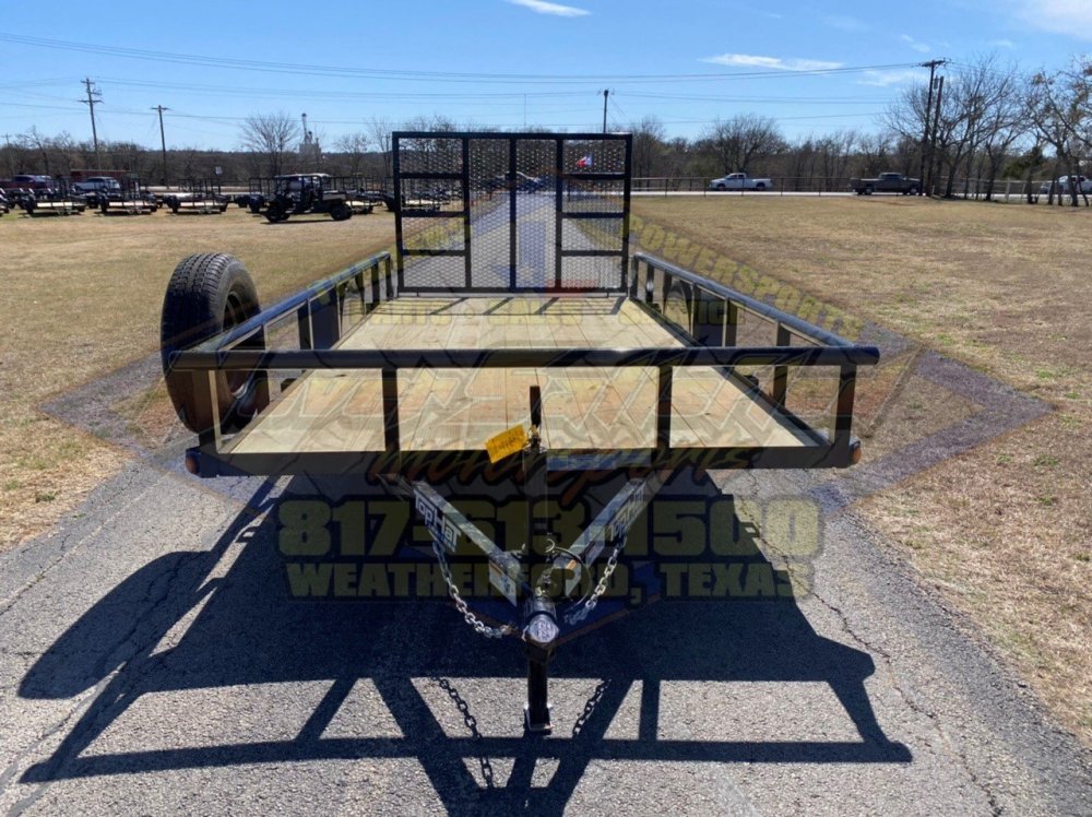 2027 TOP HAT 77" X 14' SINGLE AXLE PIPE TOP UTILITY TRAILER W/ 4' SPRING ASSIST RAMP GATE, SPARE 2,9