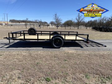 2027 TOP HAT 77" X 14' SINGLE AXLE PIPE TOP UTILITY TRAILER W/ 4' SPRING ASSIST RAMP GATE, SPARE 2,9