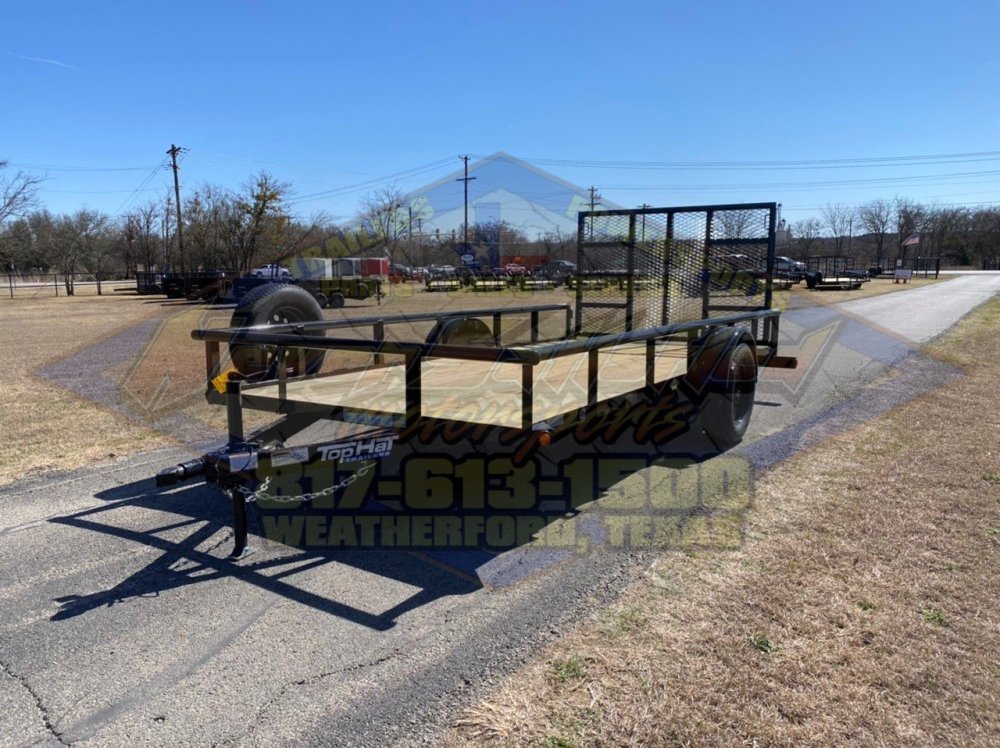 2027 TOP HAT 77" X 14' SINGLE AXLE PIPE TOP UTILITY TRAILER W/ 4' SPRING ASSIST RAMP GATE, SPARE 2,9