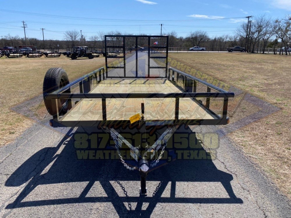 2027 TOP HAT 77" X 14' SINGLE AXLE PIPE TOP UTILITY TRAILER W/ 4' SPRING ASSIST RAMP GATE, SPARE 2,9