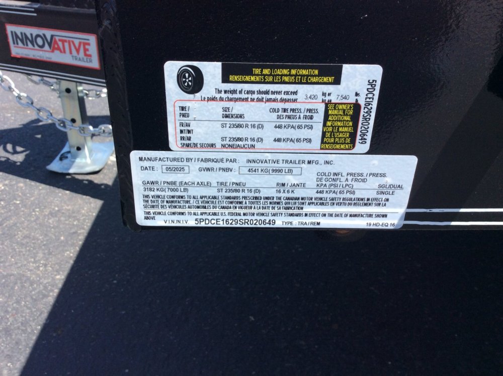 2025 Innovative 82" x 16' CAR HAULER Equipment trailer